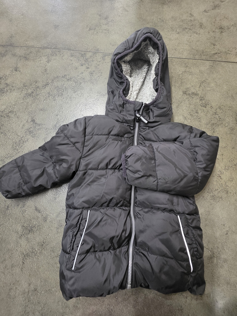 wonder nation Black Hooded Puffer Jacket for Kids